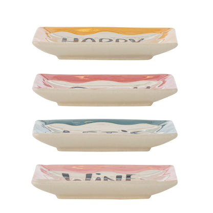 Bloomingville Soline Stoneware Plates Set of 4 | Hand-lettered Plates