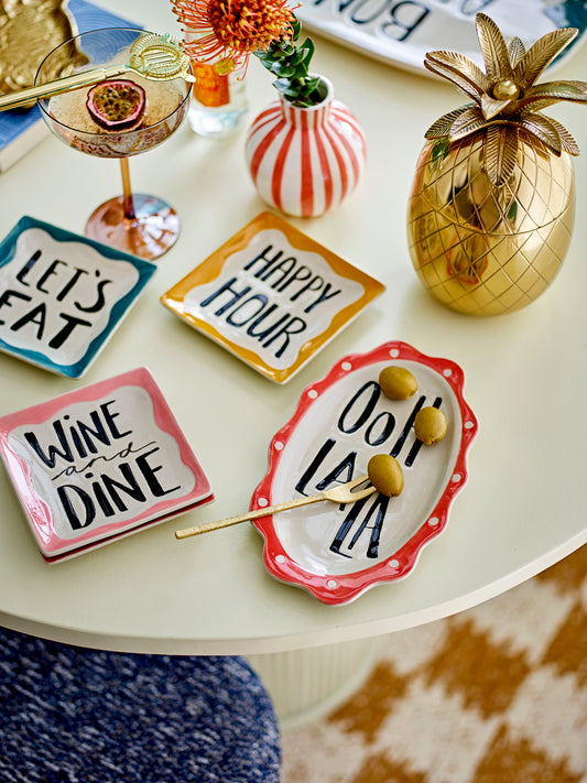 Bloomingville Soline Stoneware Plates Set of 4 | Hand-lettered Plates