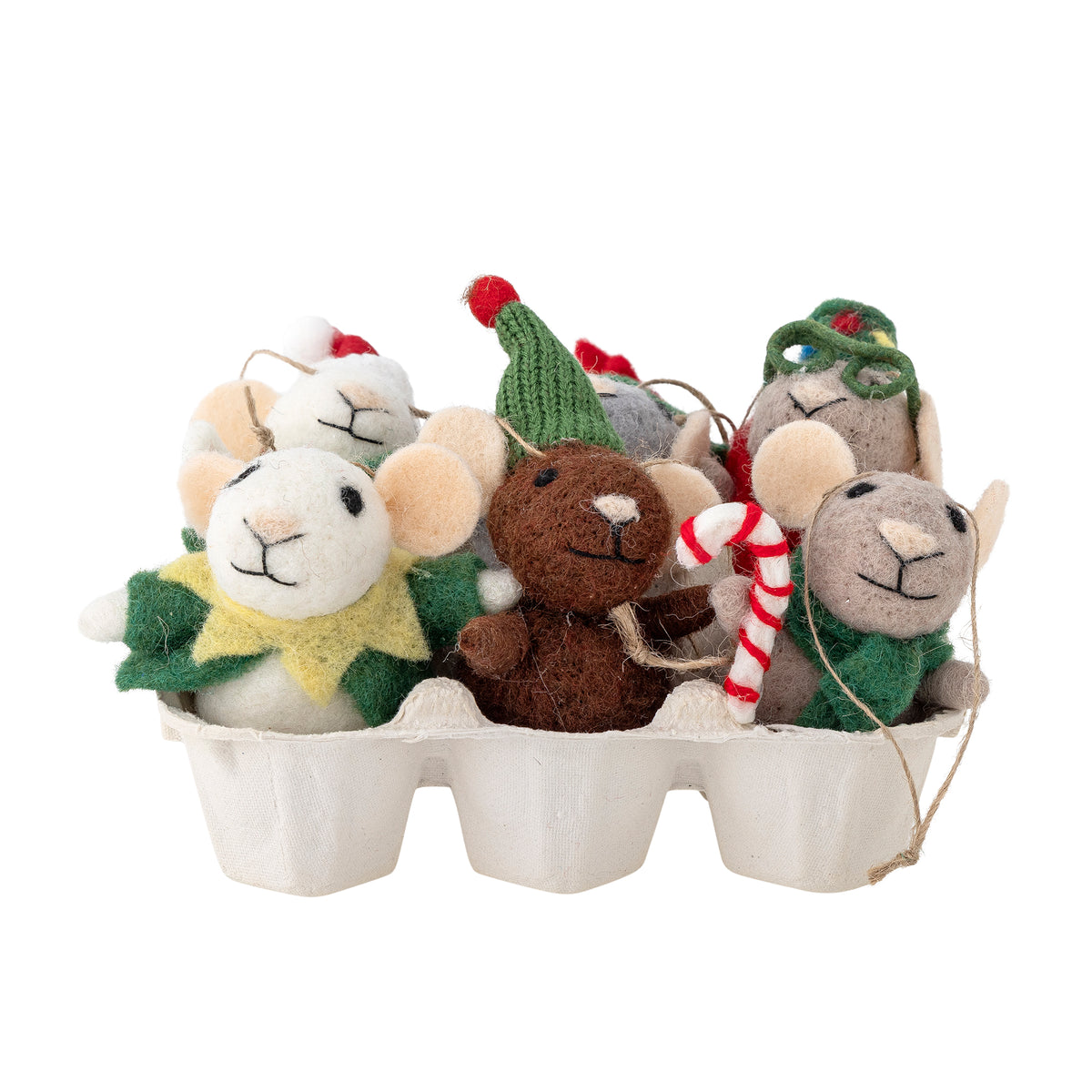 Festive Felt Mouse Christmas Tree Decoration | Hanging Wool Mouse Ornament