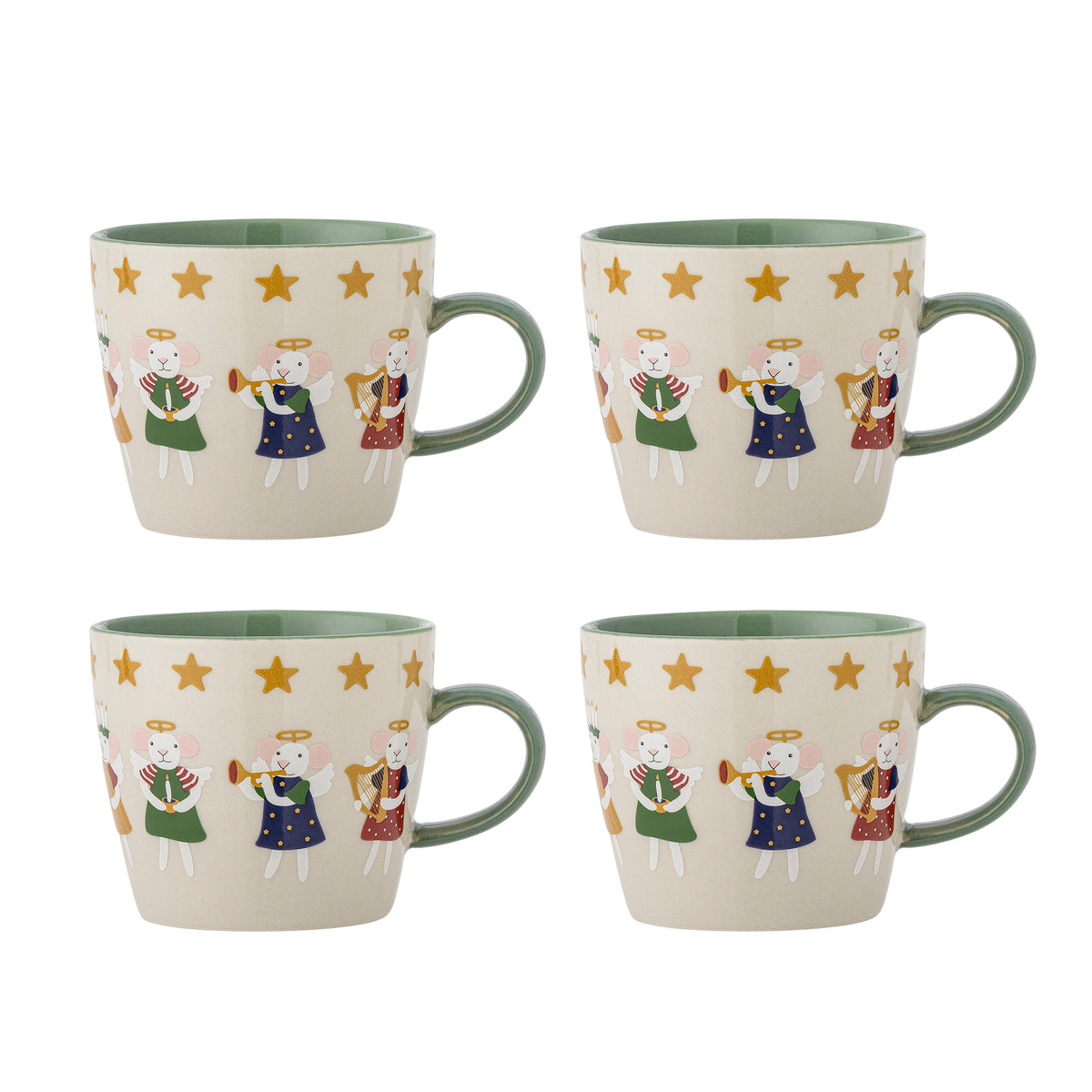 Bloomingville Peo Mug Set of 2 | Mouse & Star Natural Stoneware Mugs