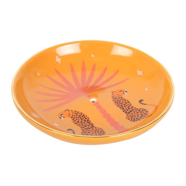 Orange Leopard Palm Incense Holder | Boho Home Fragrance Accessory