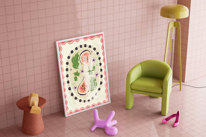 Fig with border Art print | Fruit home decor