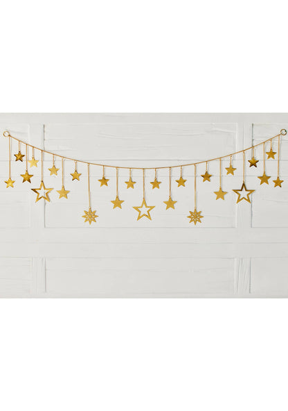 Gold Star Chain Garland | Handcrafted Iron Star Garland