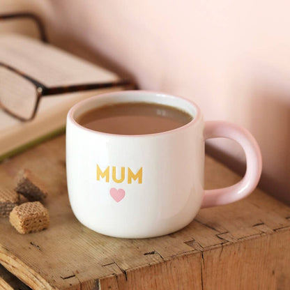 Ceramic Pink Heart Mum Mug | Sweet Debossed Design with Pink Handle