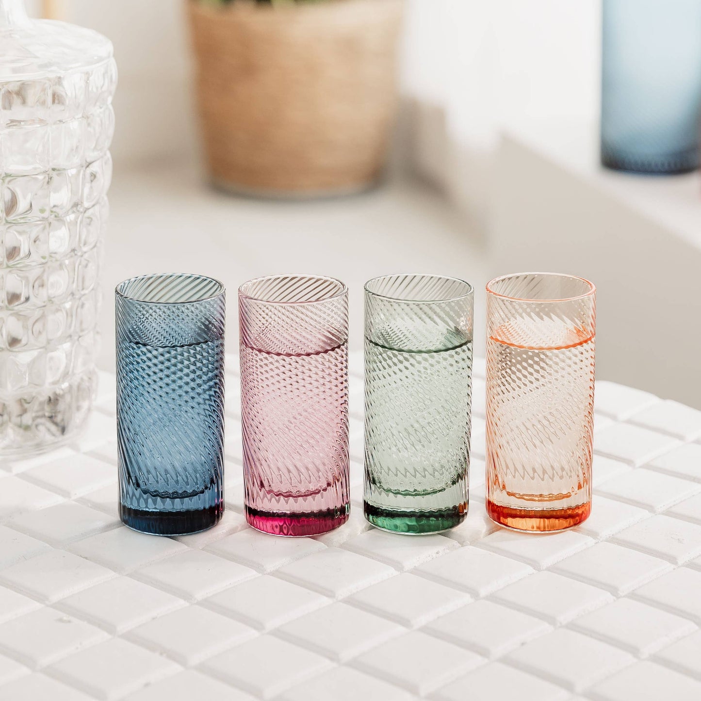 Twist Coloured Shot Glasses Set of 4 | Colourful Birthday Gift