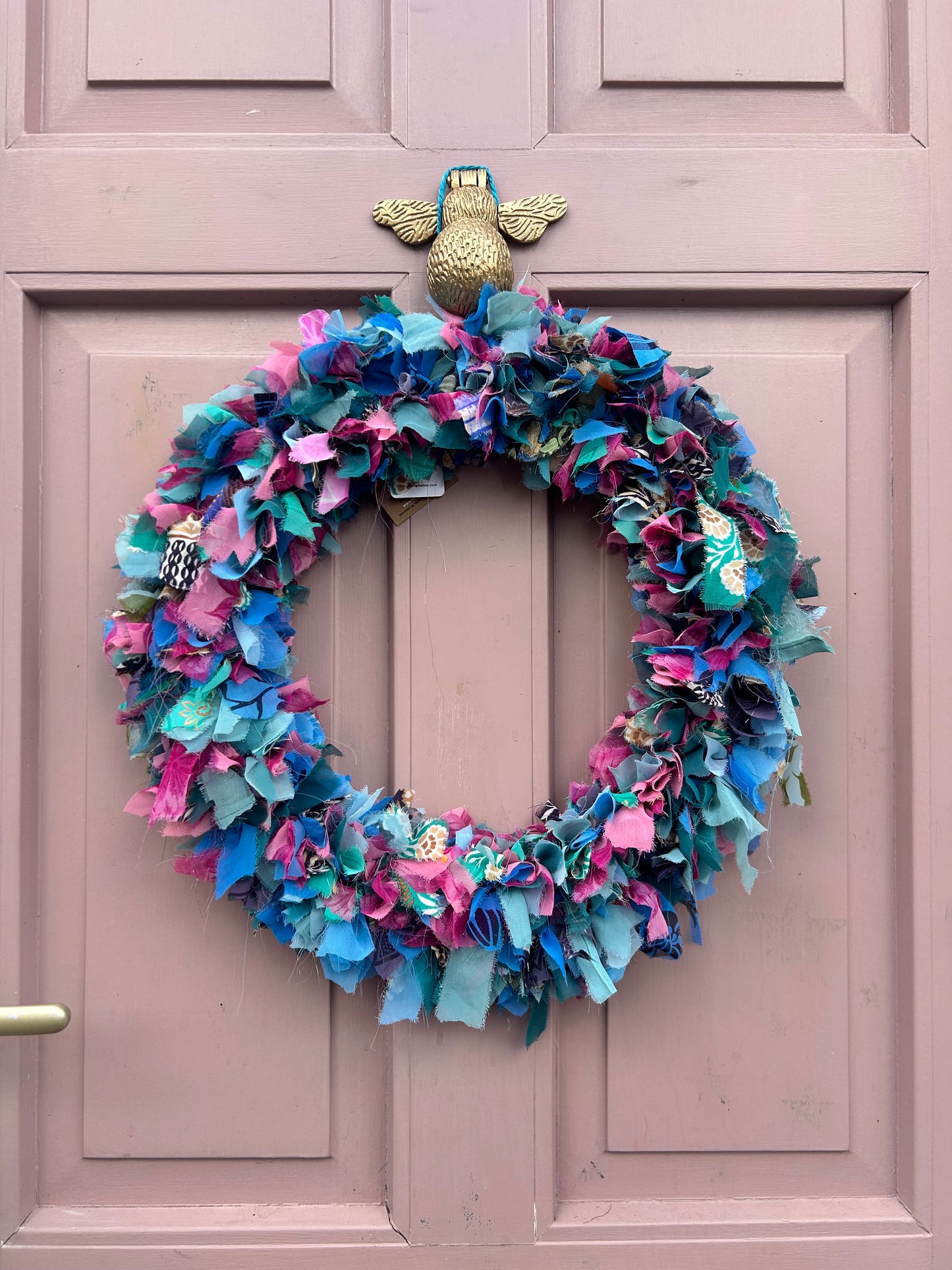 Recycled Sari Wreath in Multicolour Large | Handmade Sustainable Wreath