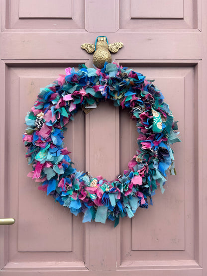 Recycled Sari Wreath in Multicolour Large | Handmade Sustainable Wreath