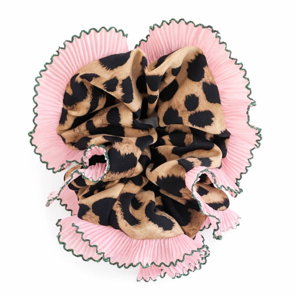 Pink Leopard Scrunchie | Oversized Fabric Scrunchie
