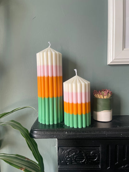 Delores ribbed pillar candle