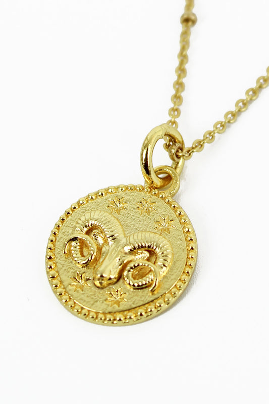 Aries Zodiac Necklace | 18ct Gold Plated Ram Star Sign Pendant
