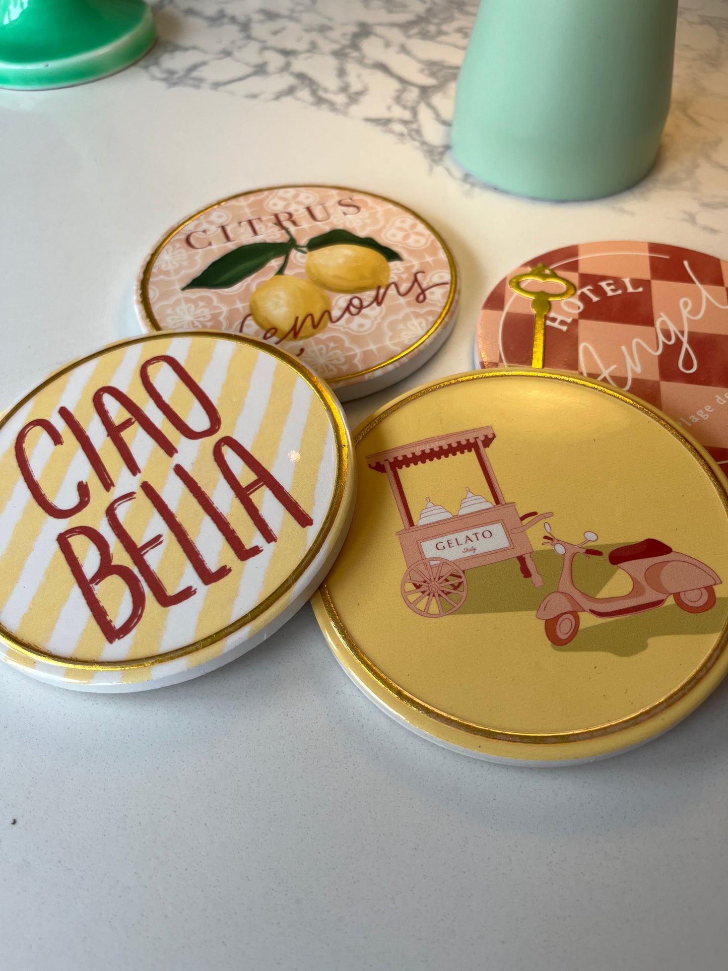 Amalfi coast Ciao Bella coasters | Drink accessories