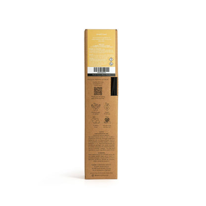 Cardboard box with text and a QR code on a white background