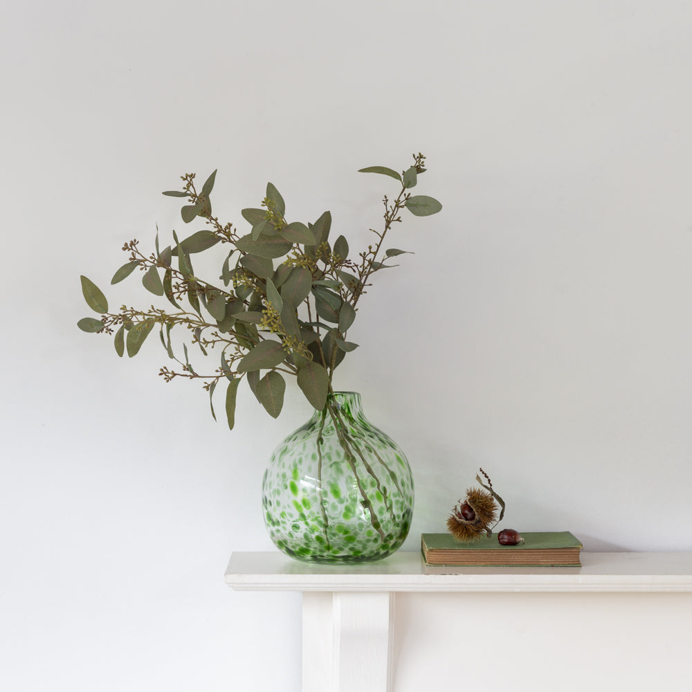 Leopard Print Glass Vase in Green | Decorative Animal Print Vase