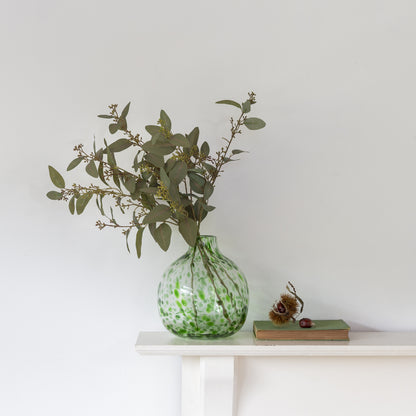 Leopard Print Glass Vase in Green | Decorative Animal Print Vase