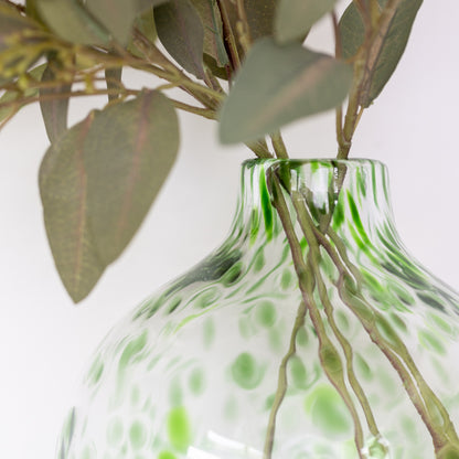 Leopard Print Glass Vase in Green | Decorative Animal Print Vase