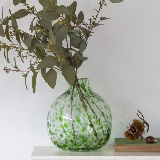 Leopard Print Glass Vase in Green | Decorative Animal Print Vase