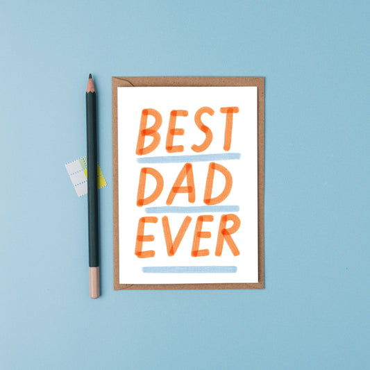 Card with 'Best Dad Ever' text on a blue background