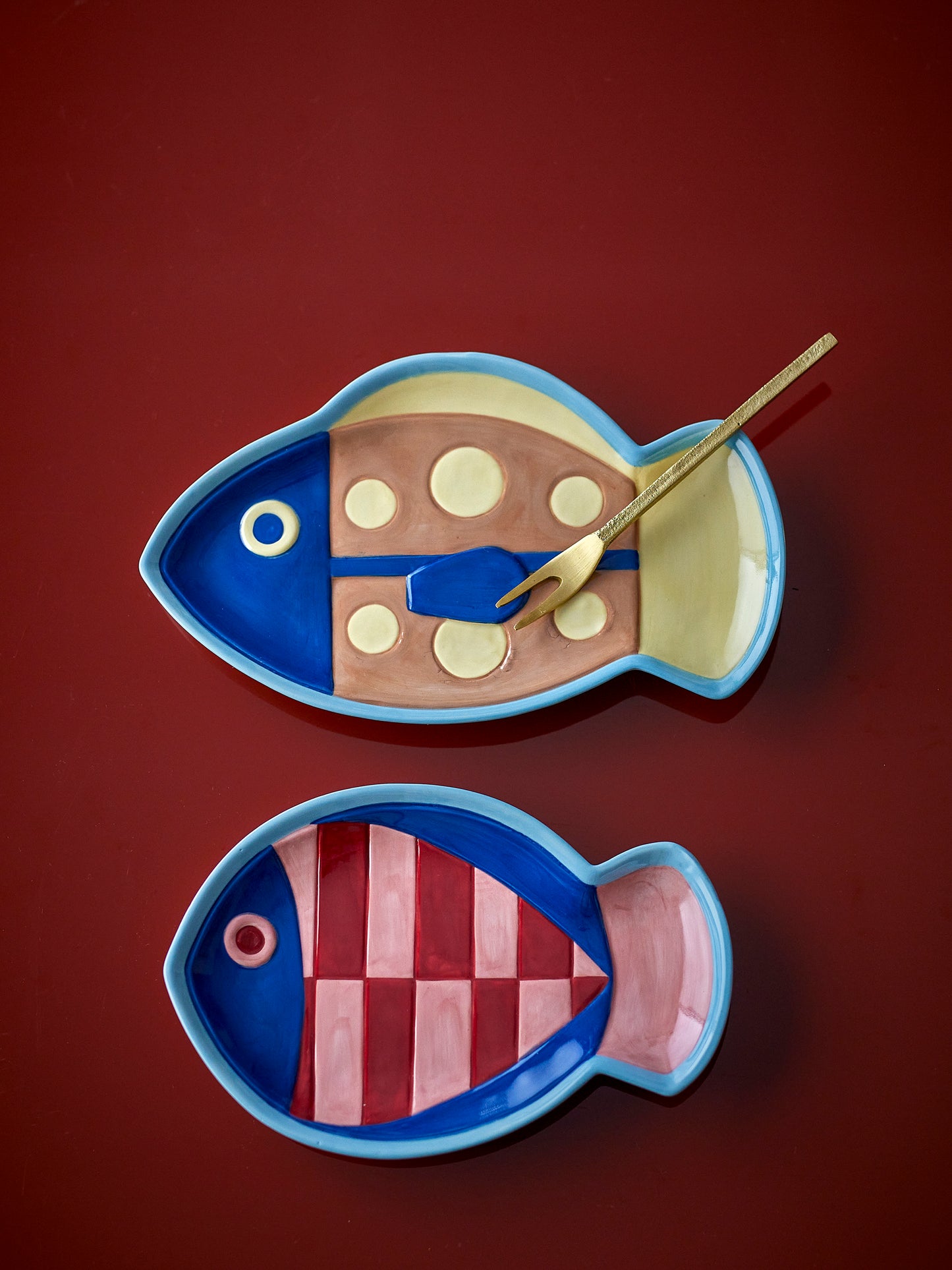 Bloomingville Willy Fish Plate Set of 2 | Stoneware Fish Shaped Plates