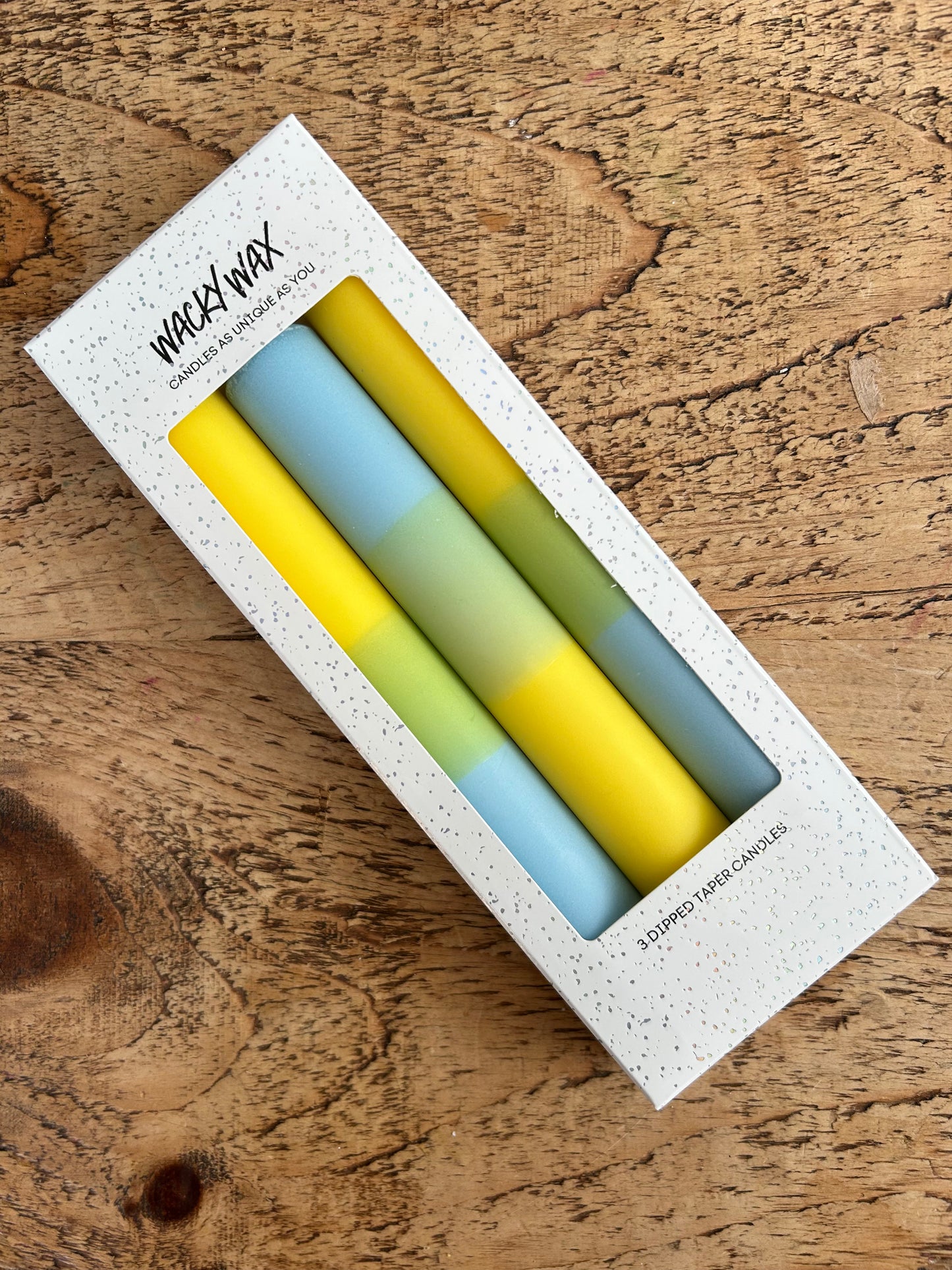 Blue & Yellow Ombre Candles | Set of 3 Colourful Taper Candles