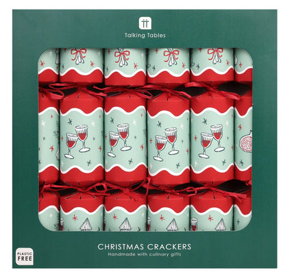 Bon Noel Green Christmas Crackers | Elegant Festive Table Crackers – Pack of 6