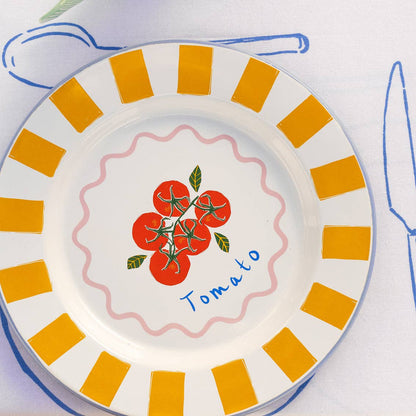 Bon Appetit Tomato Enamel Plate | Vintage Tableware