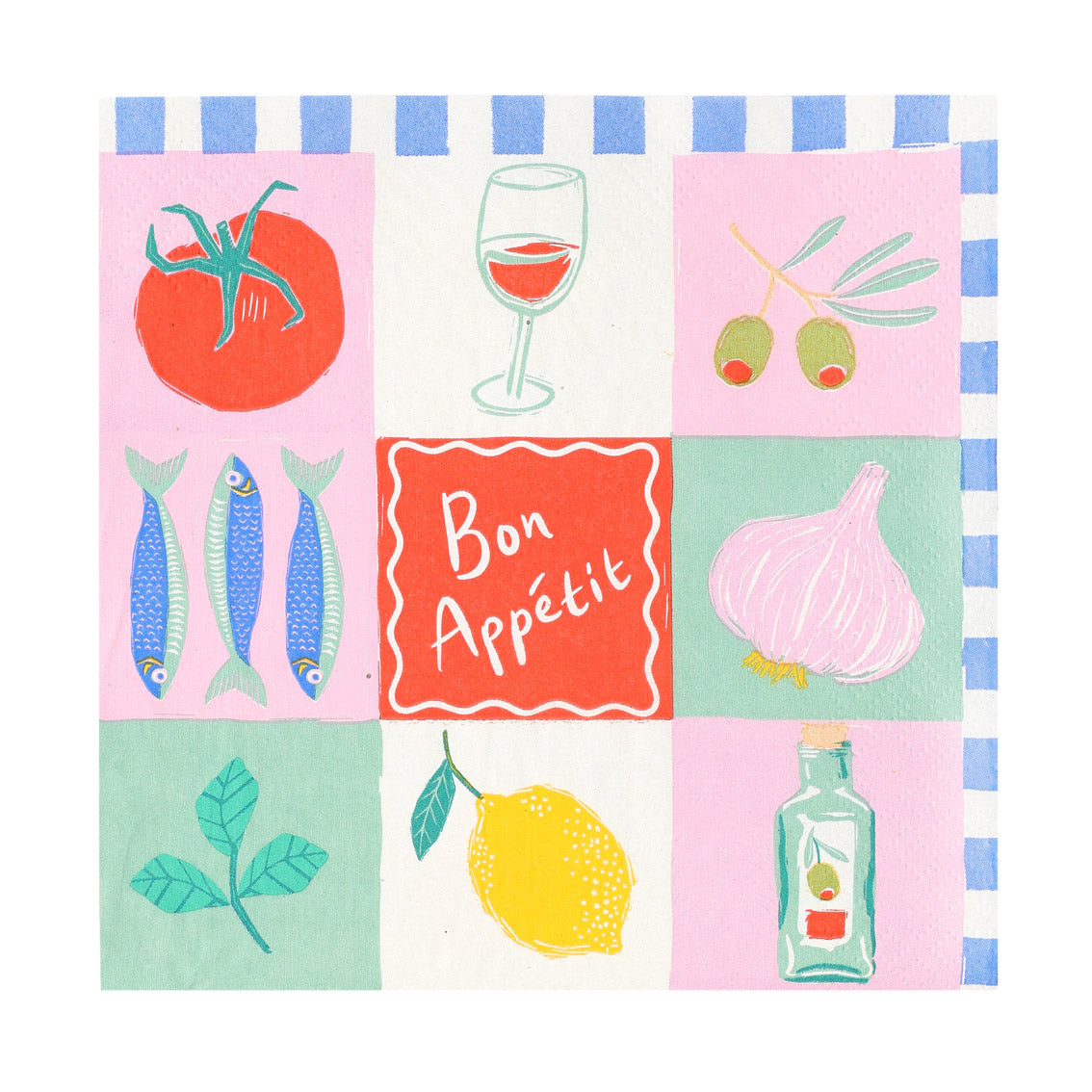 Bon Appetit paper napkins close up