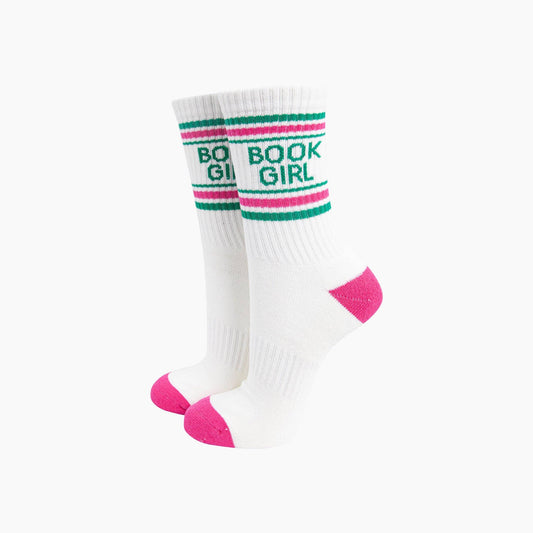 Book Girl Organic Cotton Sports Socks in Cream | Bookish Gift for Her
