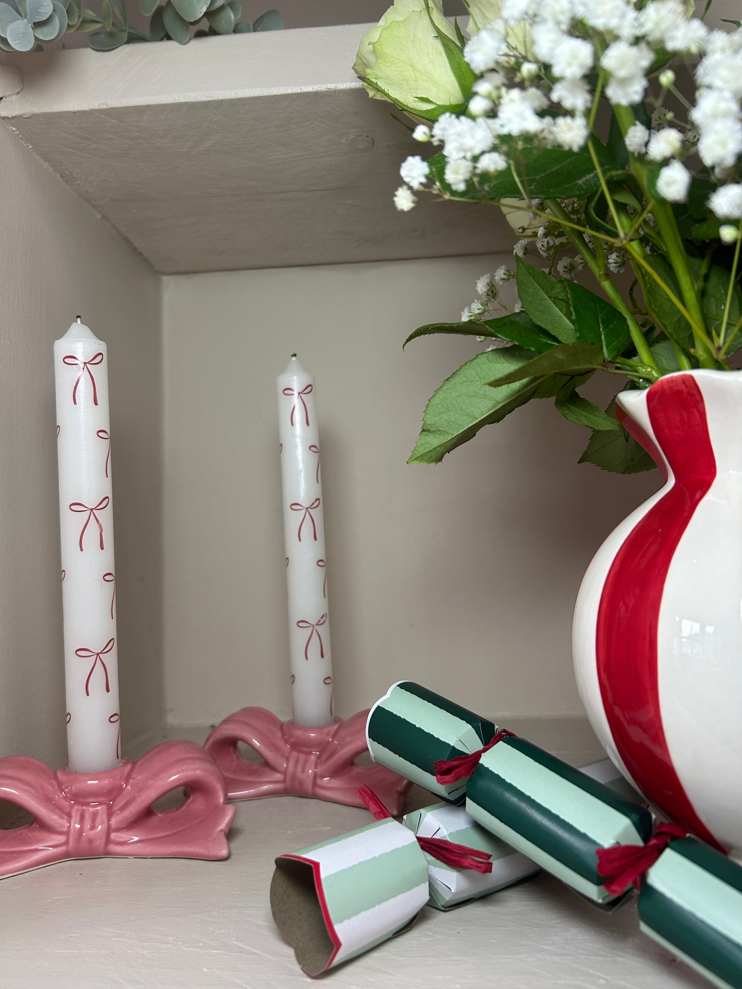 Ceramic Pink Bow Candle Holder | Elegant Decorative Accent