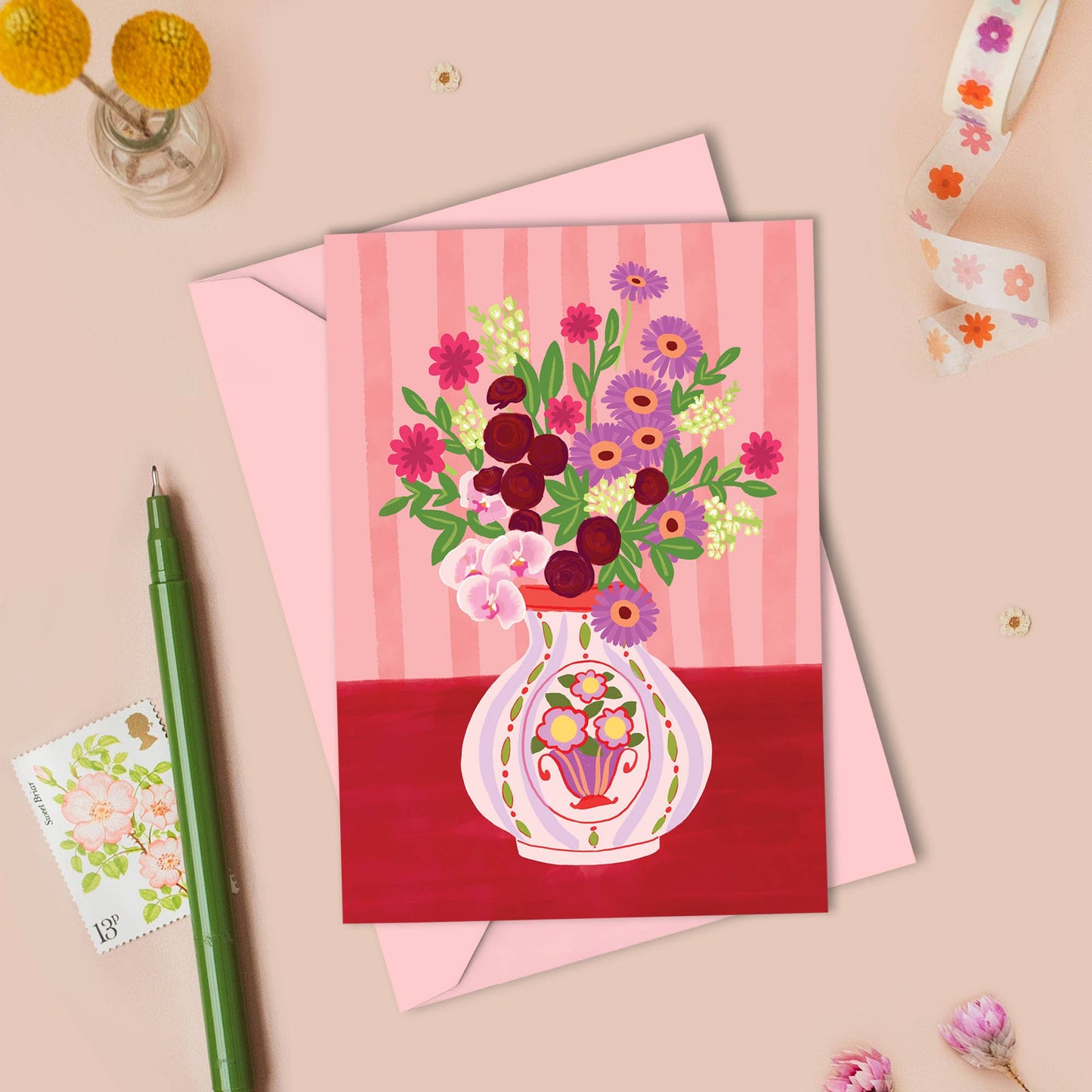 Bright Bouquet in Vase Card | Just Because & Any Occasion