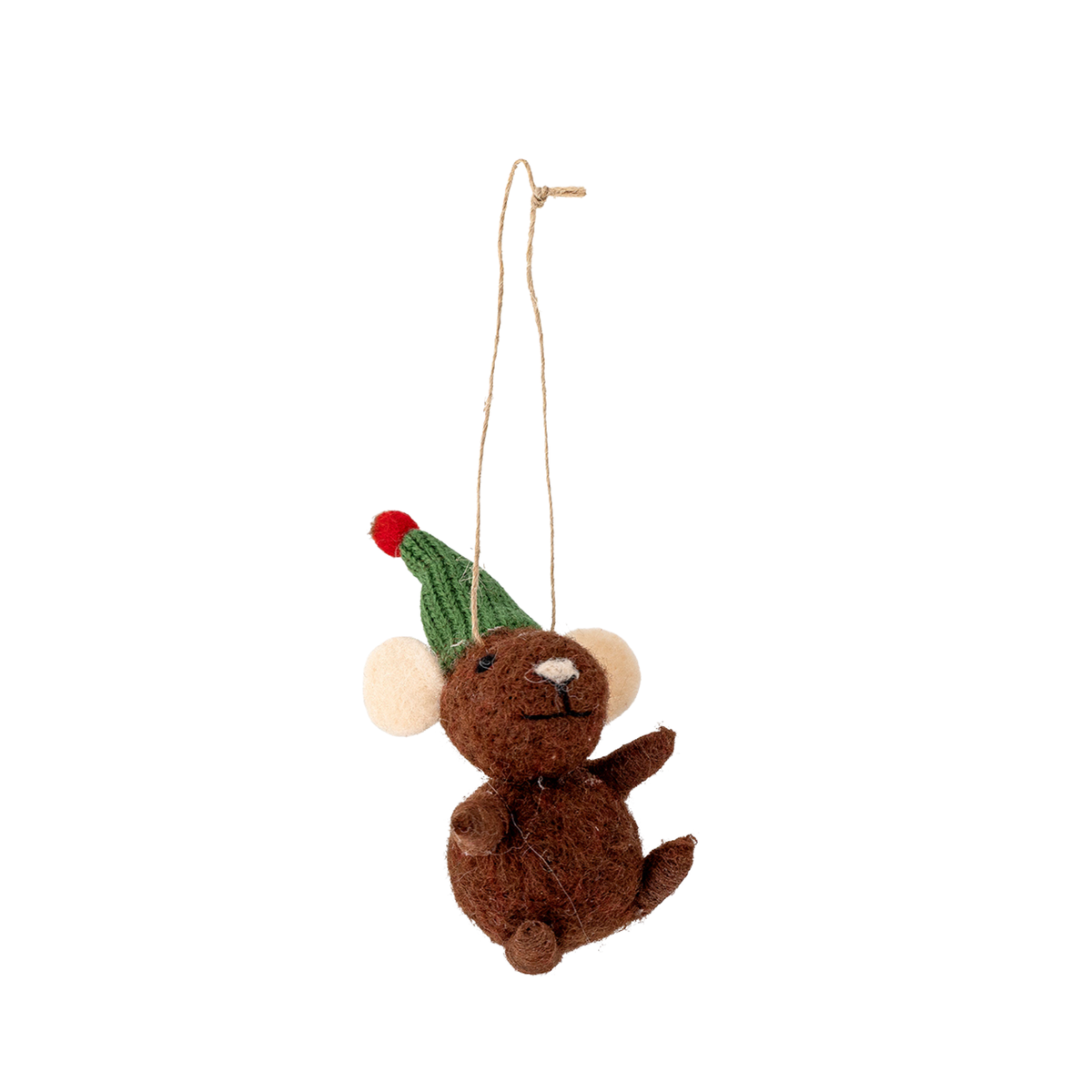 Festive Felt Mouse Christmas Tree Decoration | Hanging Wool Mouse Ornament