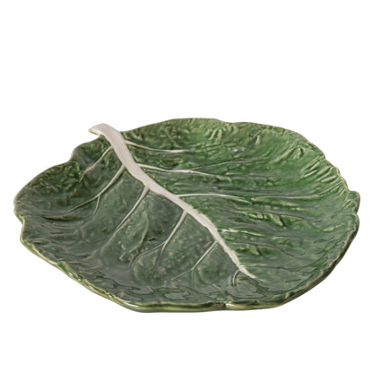 Cabbage Leaf Serving Plate | Green Stoneware Serving Plate