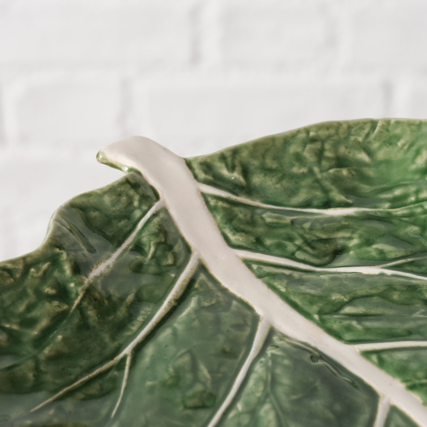 Cabbage Leaf Serving Plate | Green Stoneware Serving Plate
