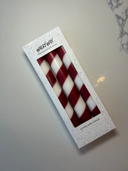 Candy Cane Single Stripe Candles | Festive Home Decor
