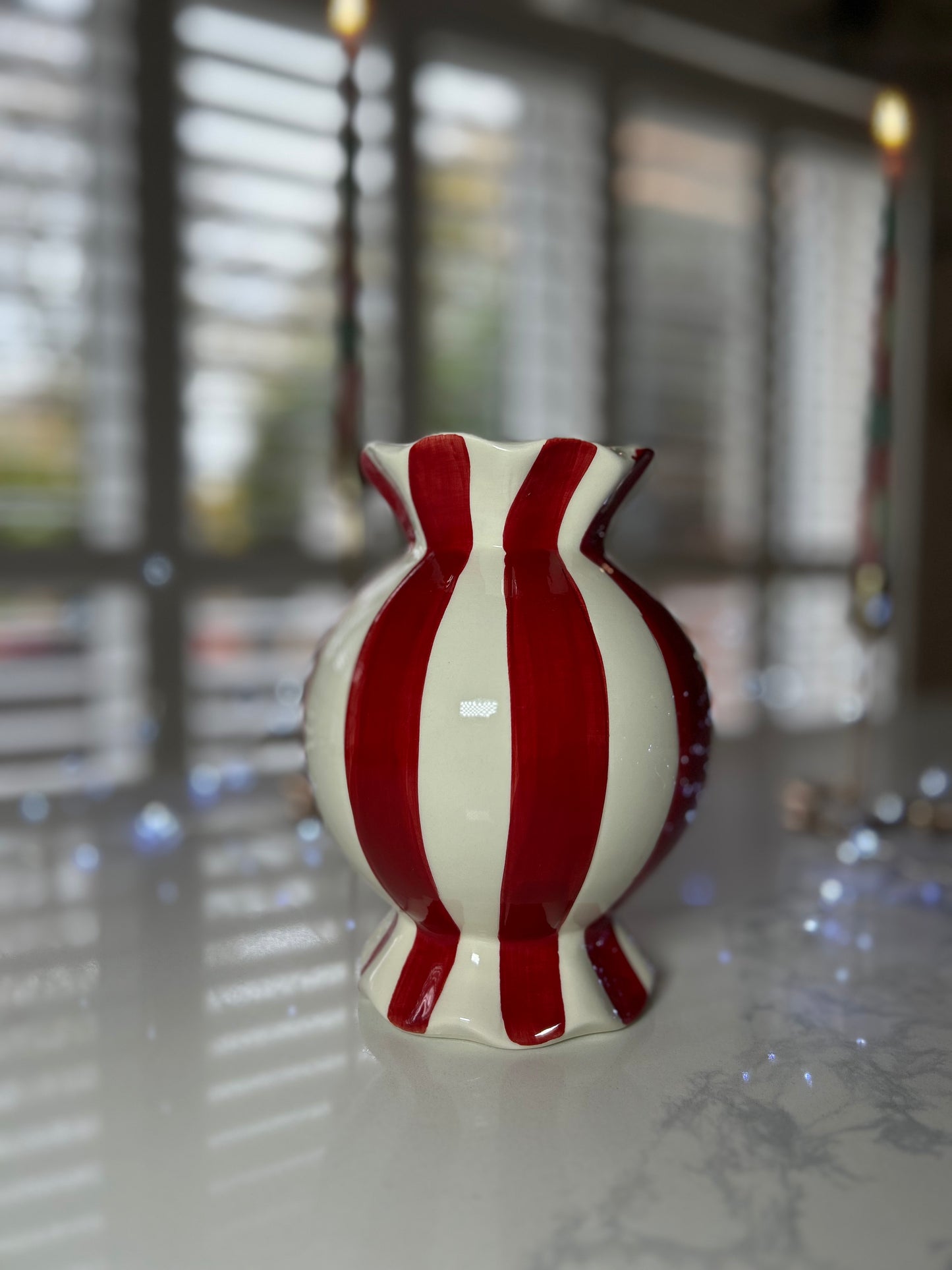 Candy Cane Sweetie Vase | Festive Striped Ceramic Vase