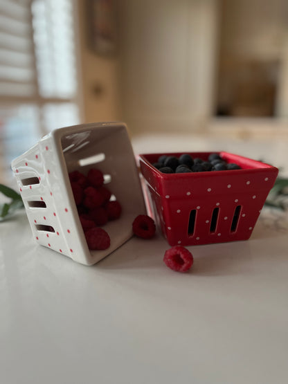 Ceramic polka dot berry basket