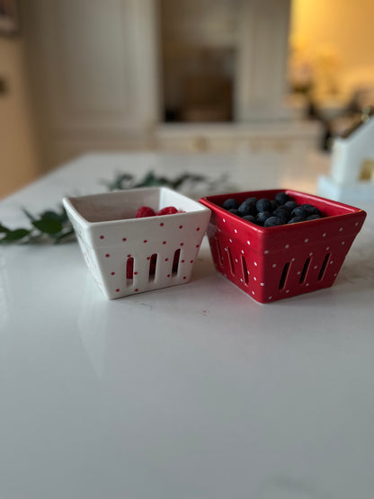 Ceramic polka dot berry basket