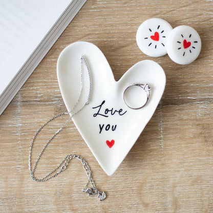 Heart-Shaped Trinket Dish – "Love You" – Gift for Friend or Partner