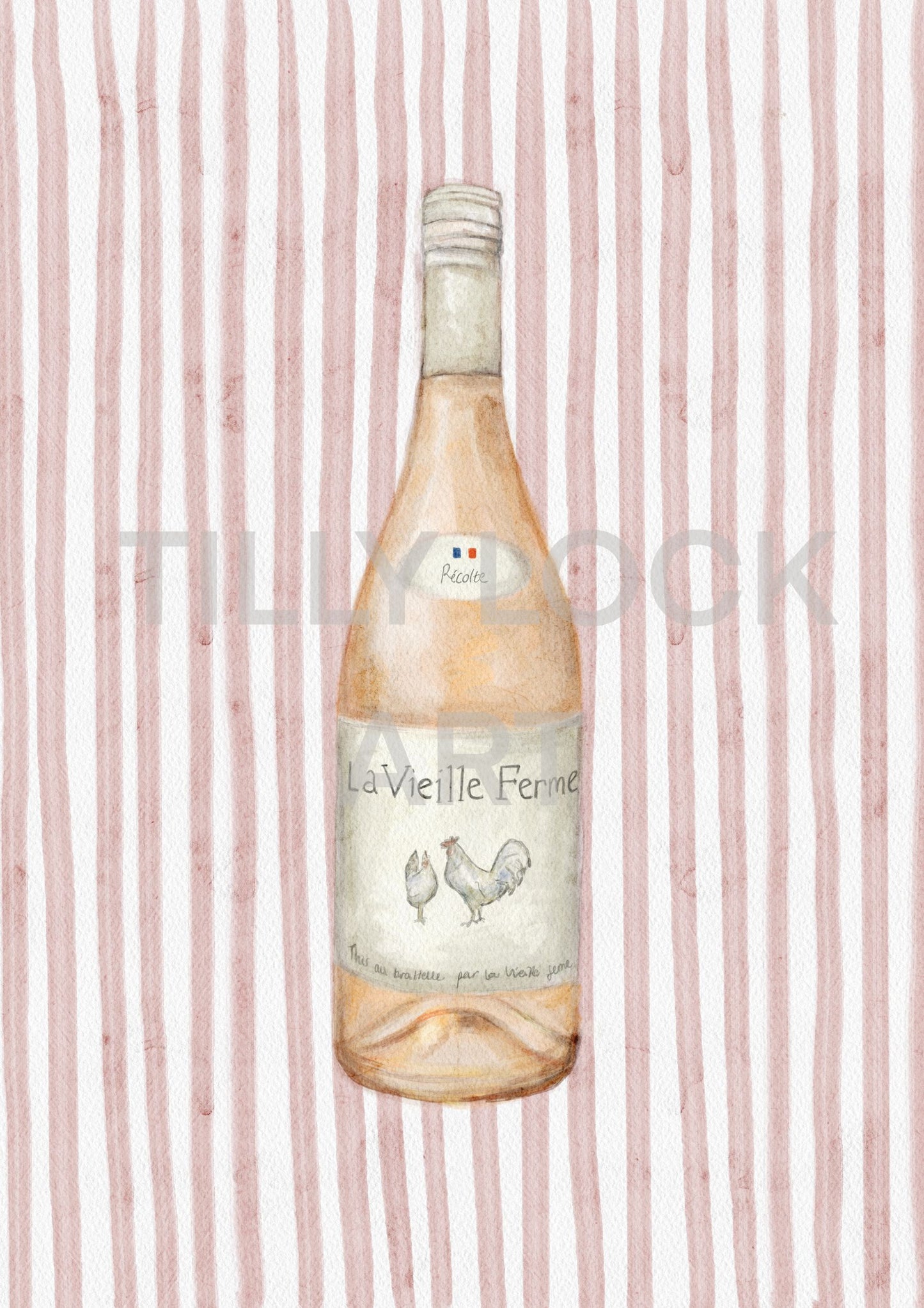 Tilly Lock Art Chicken Wine Print | Wine Lover Gift