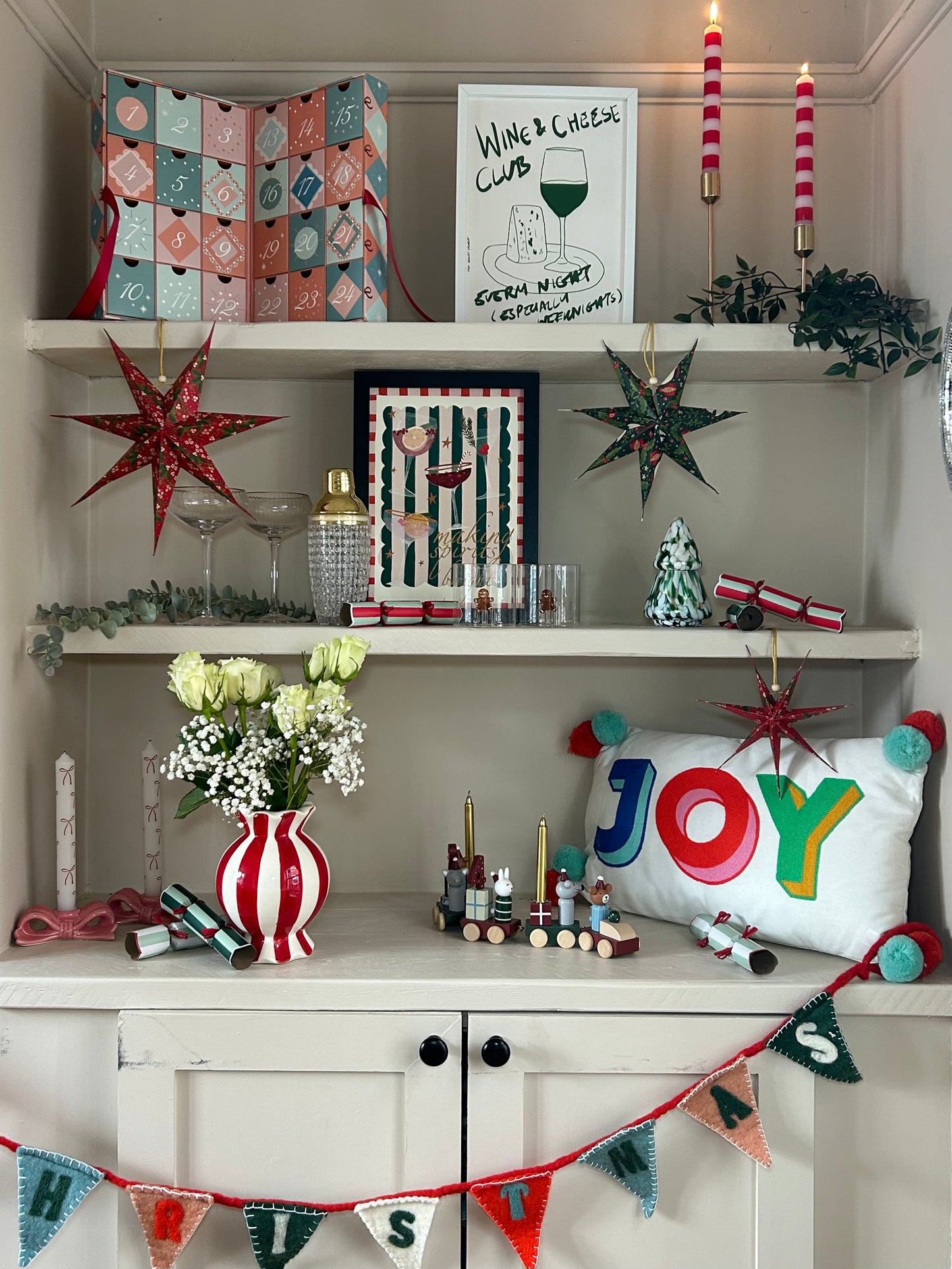 Candy Cane Sweetie Vase | Festive Striped Ceramic Vase