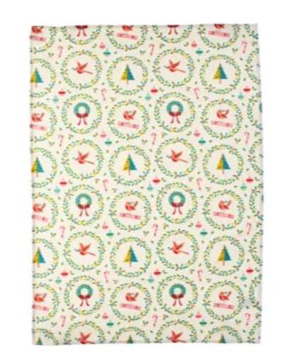 Christmas Robins Tea Towel | Festive 100% Cotton Kitchen Towel
