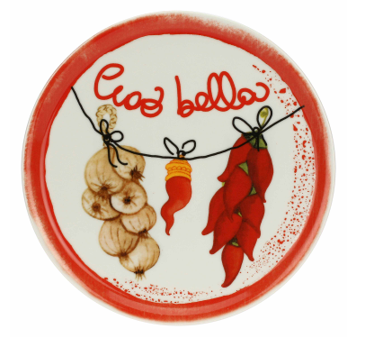 That’s Amore Pizza Plate | Garlic & Chilli Motif, 31 cm
