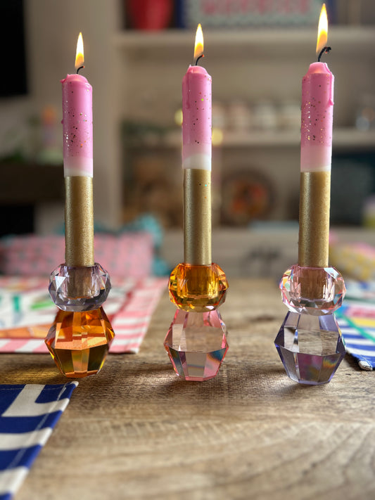 Coloured glass candle holder | Glam Home Decor