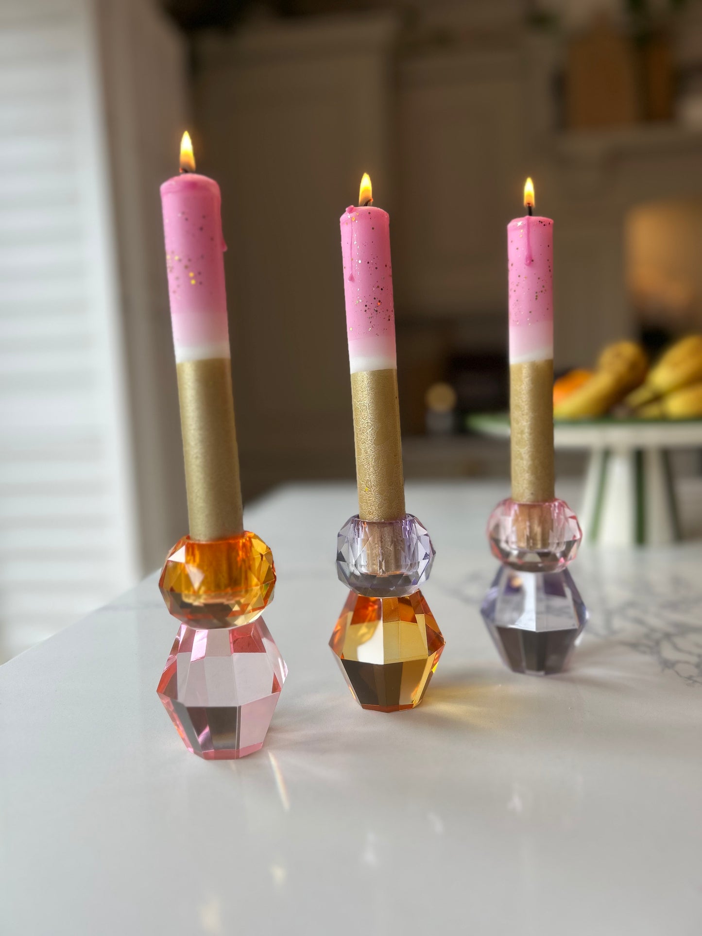 Coloured glass candle holder | Glam Home Decor