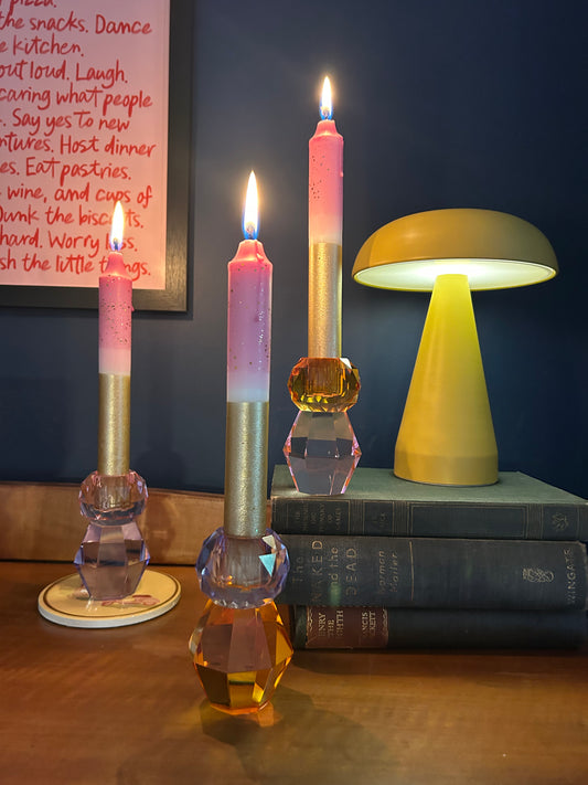 Coloured glass candle holder | Glam Home Decor