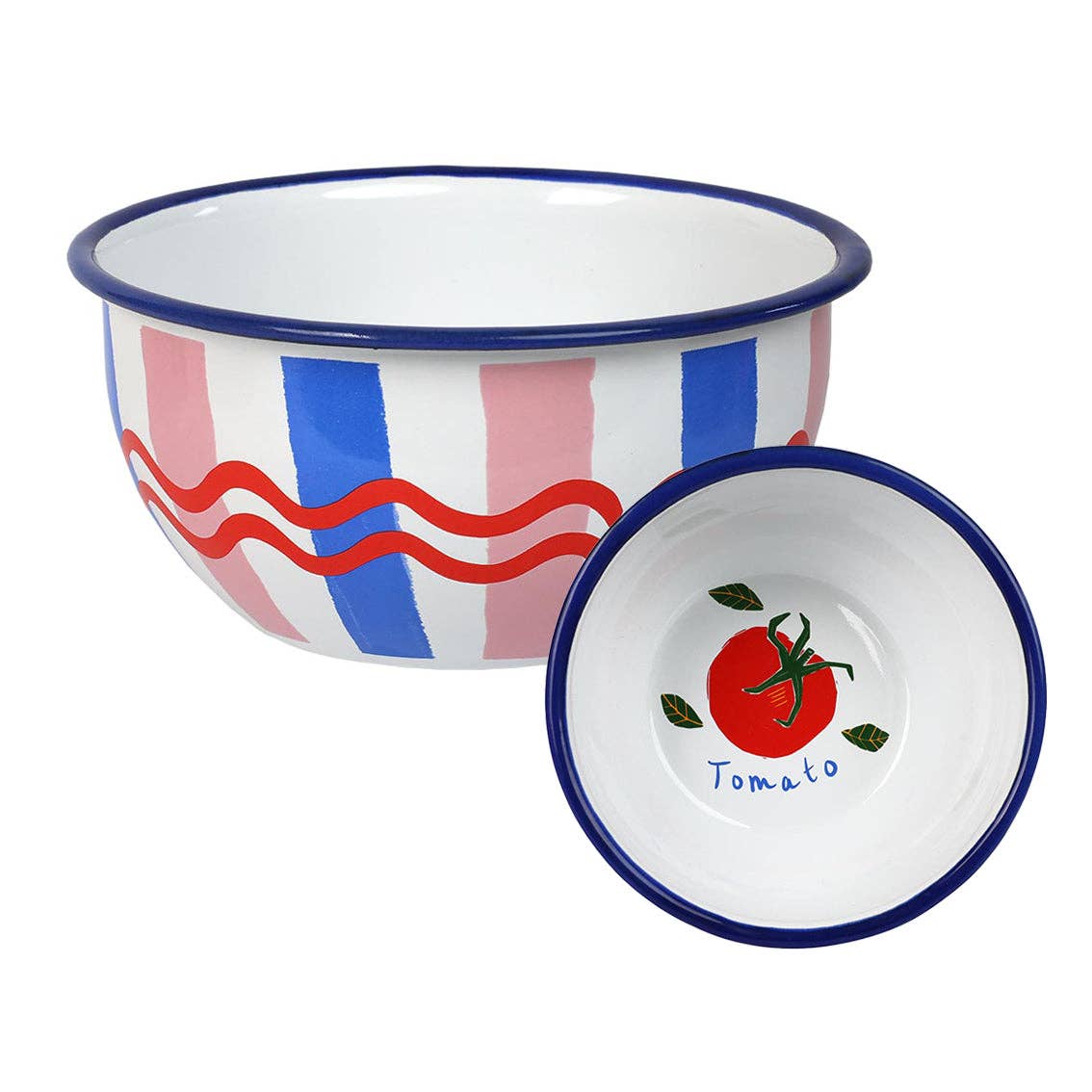 Colourful Stripe Tomato Enamel Bowl | Vintage Inspired Tableware
