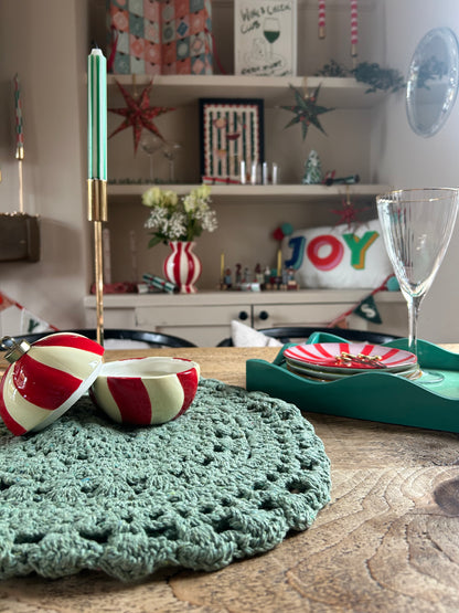 Green Crochet Placemat | Handcrafted Vintage-Style Table Mat