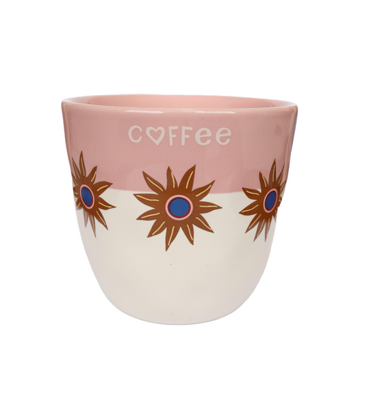Pink Star Coffee Cup | Handleless Ceramic 200ml Mug