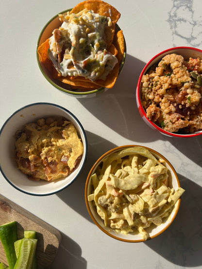 The Bella Dipping Bowls | Ceramic Serveware in Ochre & Rust or Olive & Blue