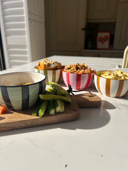 The Bella Dipping Bowls | Ceramic Serveware in Ochre & Rust or Olive & Blue