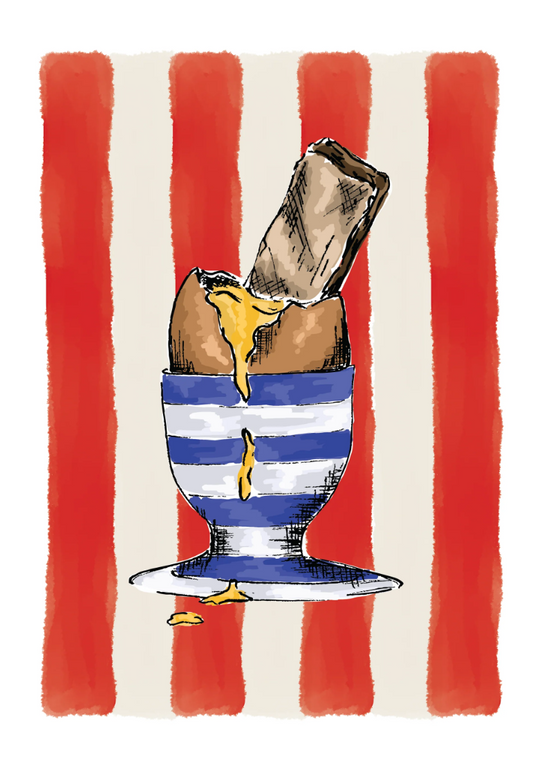 Red Stripe Dippy Egg A4 Print | Fun Kitchen Wall Art
